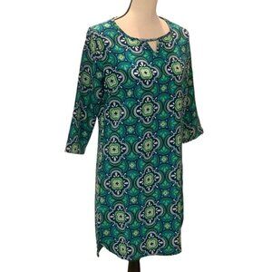 All For Color Womens Pacific Splash Sheath Dress Size S Boho 3/4 Sleeves